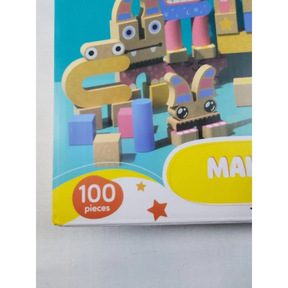 GEOFFREY'S TOY BOX Make A Monster Solid Wood Block Set NEW